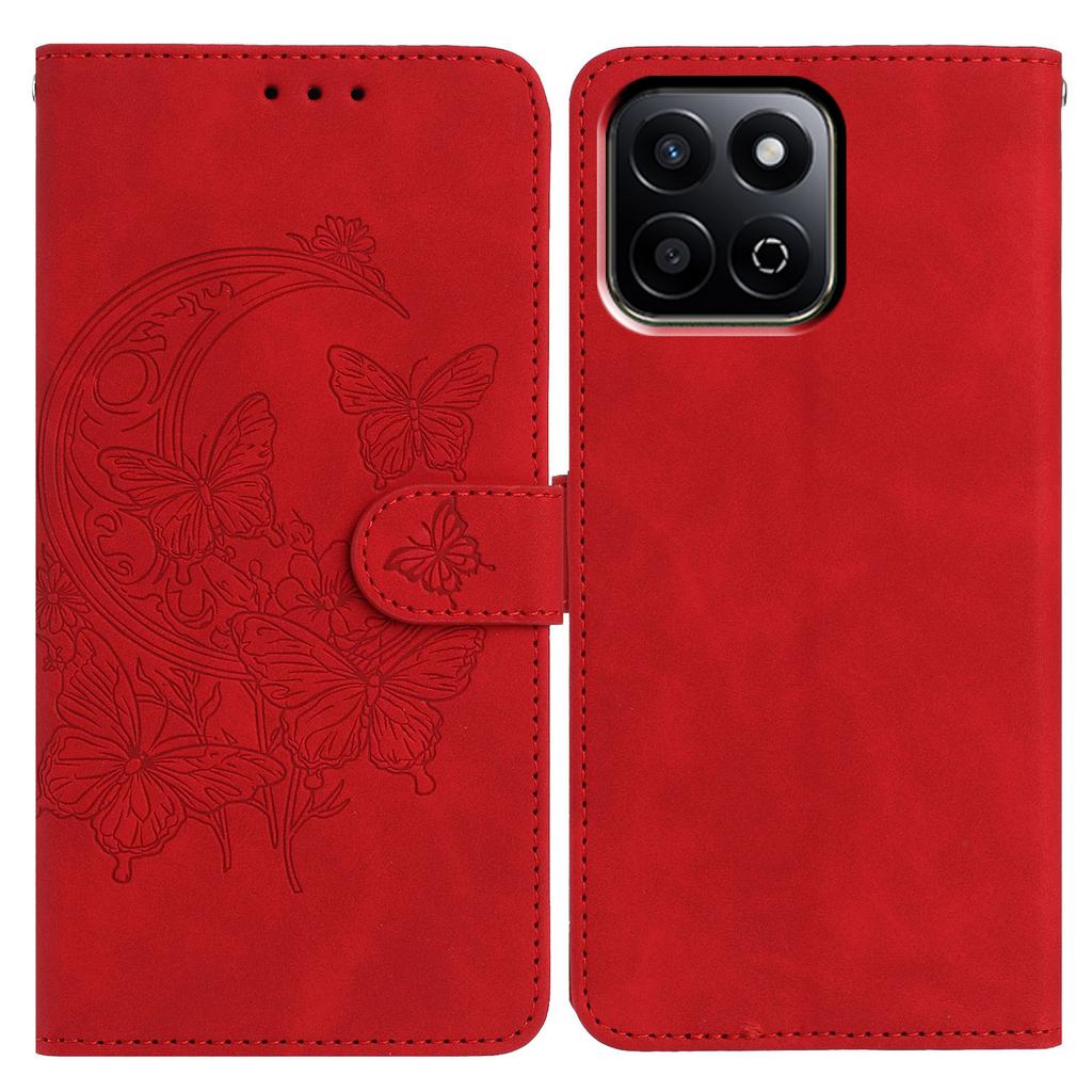 For Honor 200 Smart 5G Case Butterfly Flower Imprinted PU Leather Wallet Stand Phone Cover