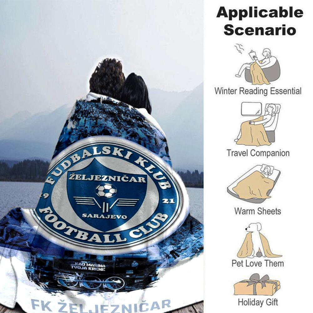 FKŽ Club Print Flannel Blanket High Quality Warm Comfortable Cover for All Seasons Perfect for Gifts Home Decor