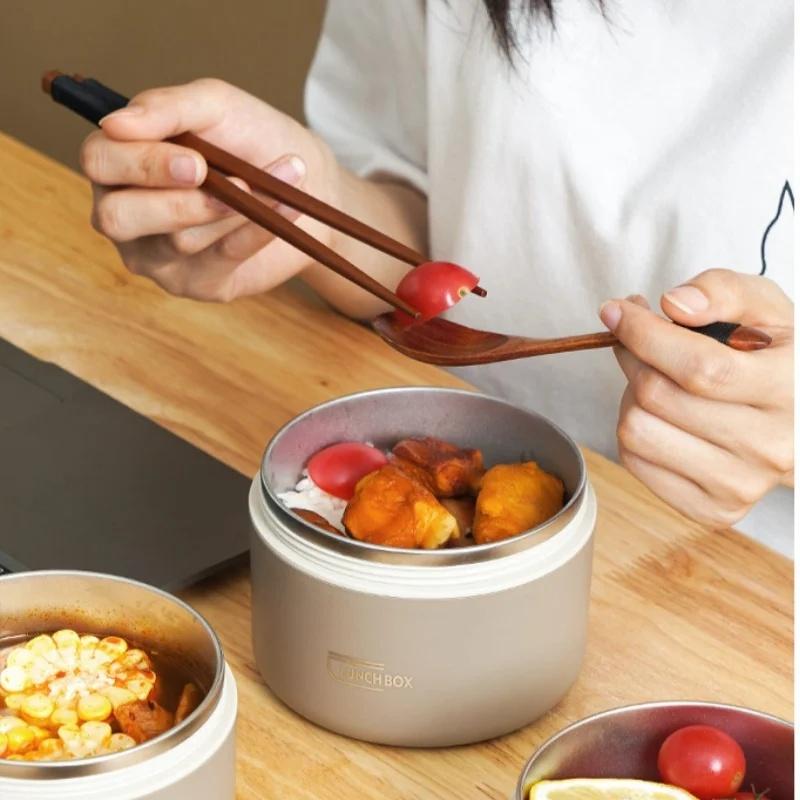 Portable Stainless Steel Bento Box Set Leakproof Insulated Food Container with Thermal Lunch Bag for Office School