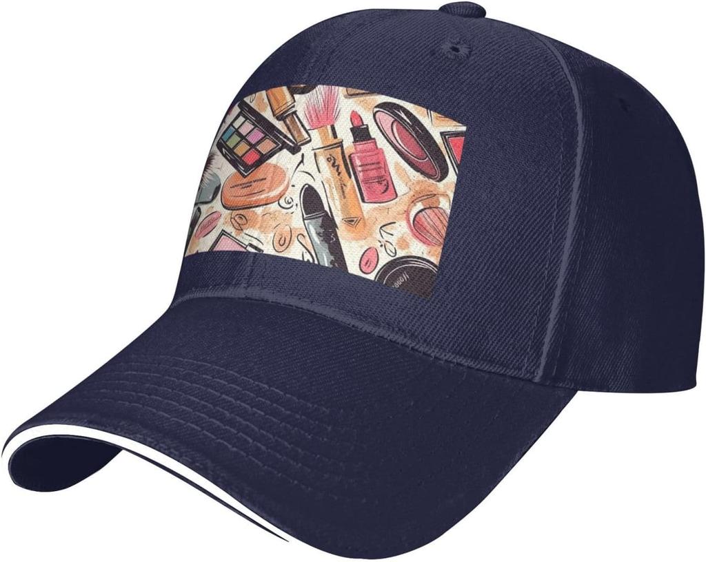 Makeup Cosmetic Pattern Baseball Cap Adjustable Polyester Print Casual Summer Dad Hat