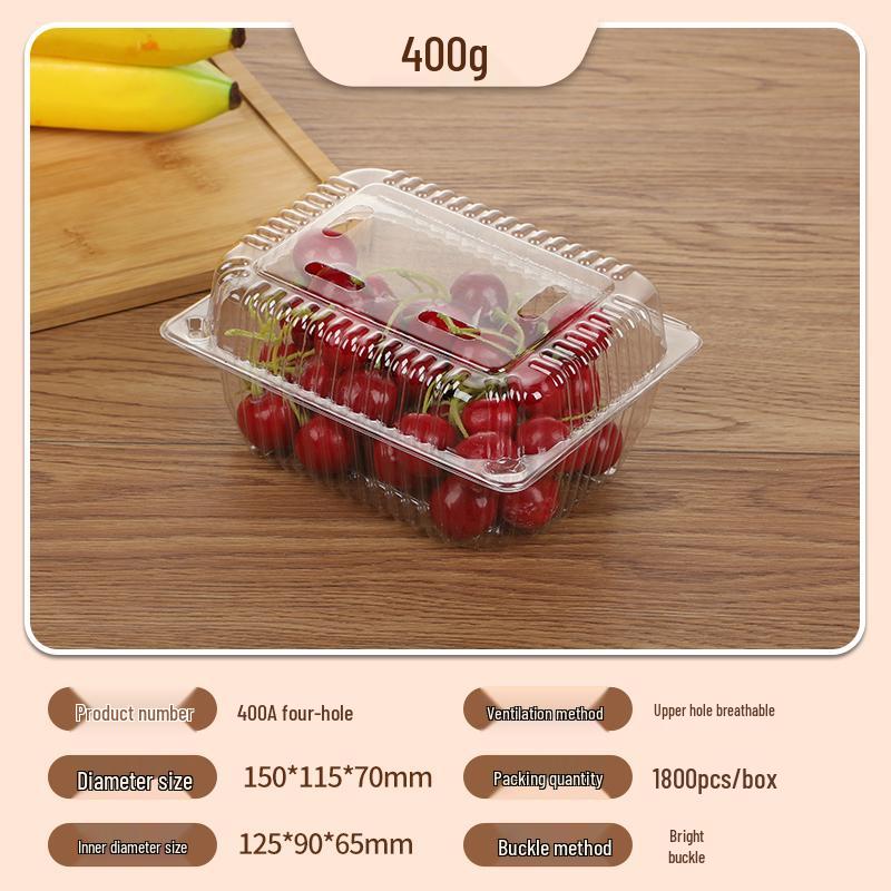 Portable Disposable Transparent Plastic Rectangular Fruit Packaging Box with Lid