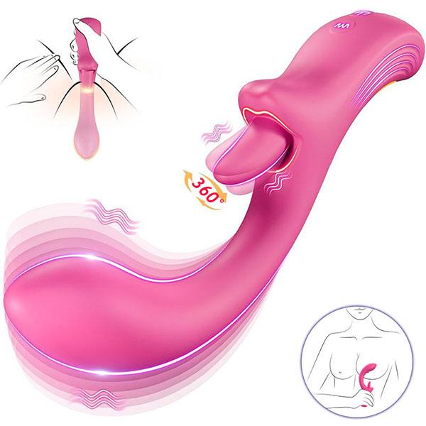 Rabbit Vibrator Sex Toy Dildo Vibrator Clitoris Stimulator G Spot Tongue Licker Clitoral Vagina Nipple Massager Sex Toys for Women