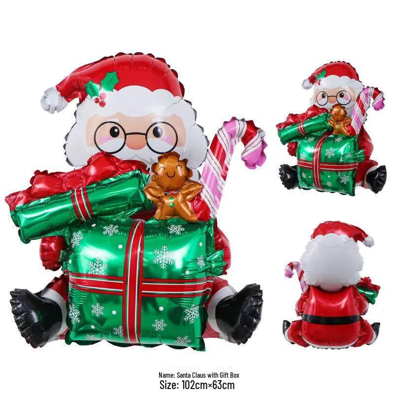 Large Christmas Tree and Santa Claus Aluminum Foil Balloons for Window Display 