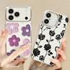Retro Flowers Black Rose Print Case For iPhone 17 18 Pro Max Plating Lens Clear Soft Cover For iPhone 16 15 14 13 Pro Max 17E
