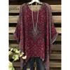 Damenbekleidung Bohemian Floral Tunika Übergröße Damen Bohemian Floralprint Tunika T-Shirt Kurzarm O-Ausschnitt Freizeitkleidung