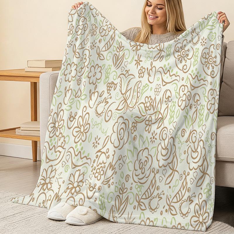 All Season Floral Flannel Blanket - Extra Thick & Warm, Soft Skin-friendly Single, Ideal for Home, Guest Room, Christmas & Halloween Decor