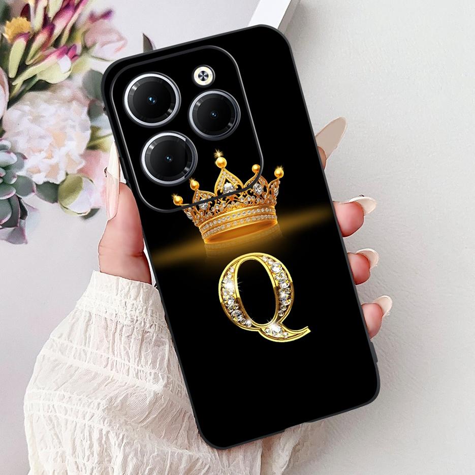 Pro pouzdro Infinix Hot 40 Pro X6837 Luxusní kryt s písmeny a korunkou Měkké silikonové pouzdro na telefon Pro Infinix Hot 40i Hot40 Pro Hot40i