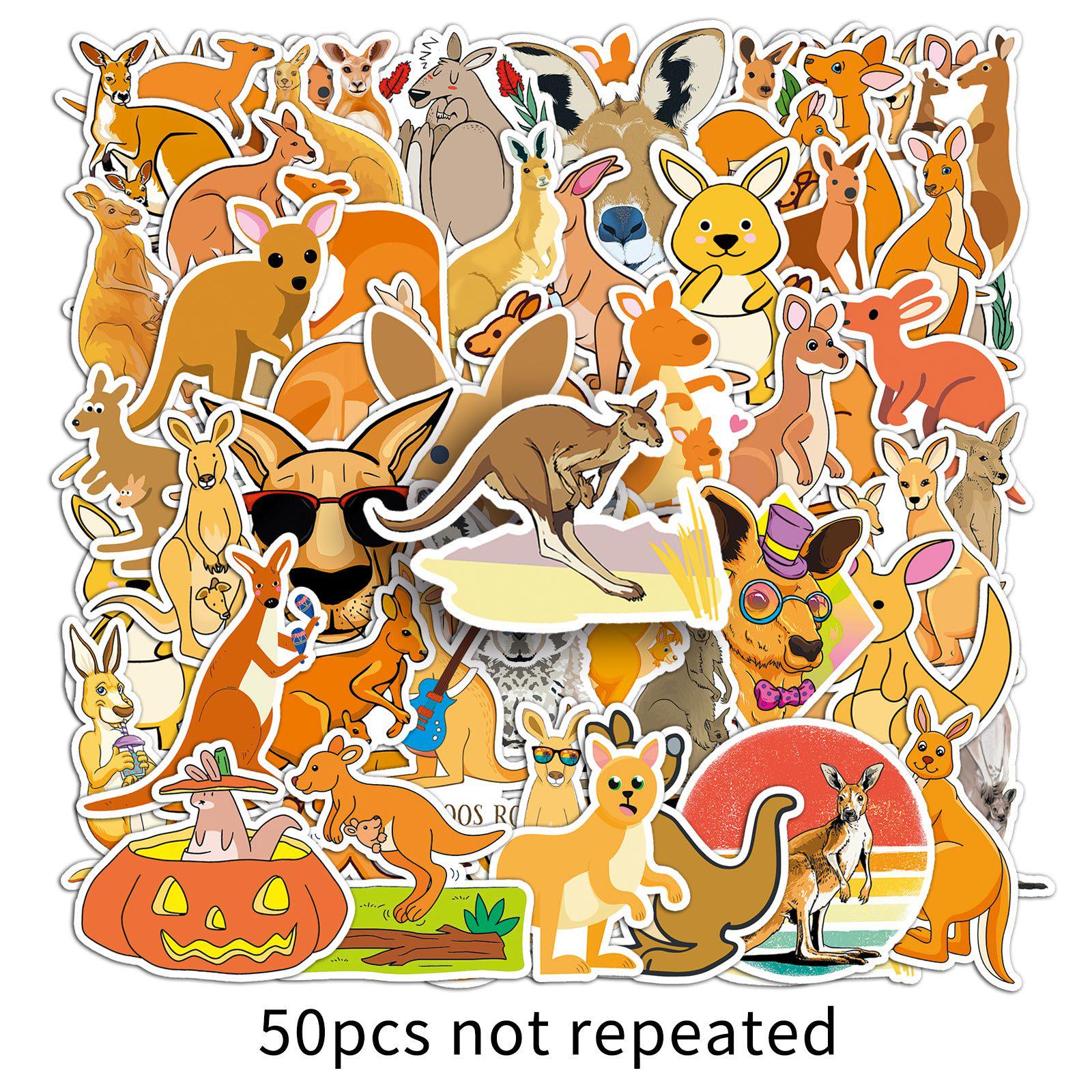 50 Sheets of Cute Australian Animal Stickers - Kangaroo Graffiti Journal/Tablet Resin Stickers