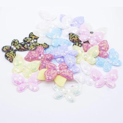 10Pcs 40*32mm Sequins Butterfly for DIY Clothes Hat Sewing Patches Headwear Hair Clips Bow Decor Accessorie