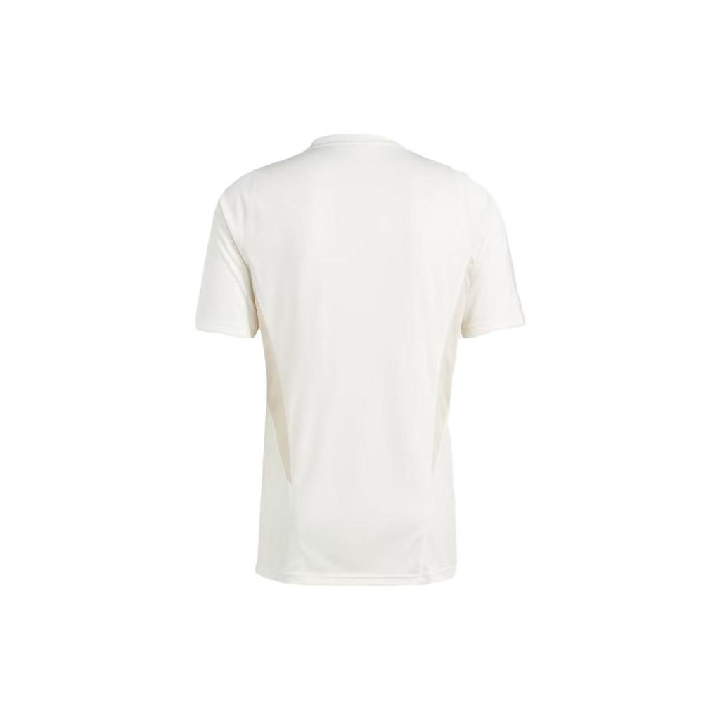 Adidas Solid Color Geometric Pattern Printed Short Sleeve T-Shirt Men Tops White HY3255