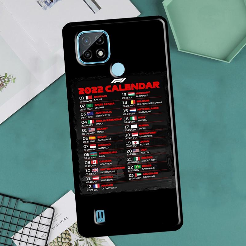 

Чехол с календарем Formula Race Cars Circuits для OnePlus Nord 2 9 10 Pro 9R 10R 8T, чехол для Realme GT Master Neo 2 3 8i 9i 8 Pro Realme 8Pro