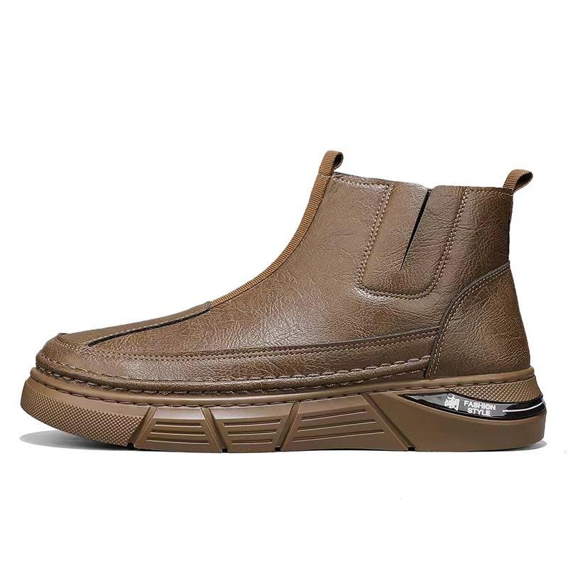 Men's shoes 2025 new high-top business leather shoes one-pedal Martin boots men's trend versatile non-slip and wear-resistant tooling shoes