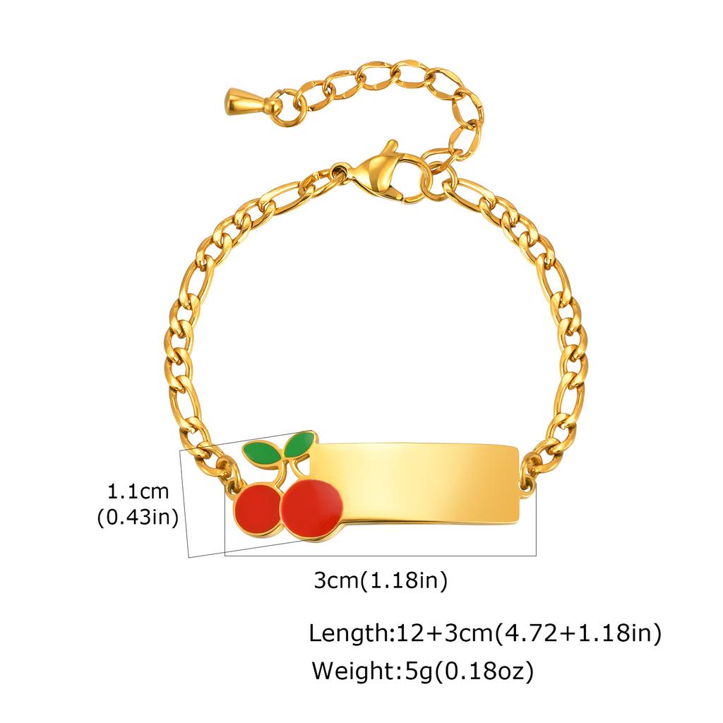 Stainless Steel Three To One Nk Chain Cherry Lettering Personalized Curved Brand Children'S Cute Bracelet Br-2531