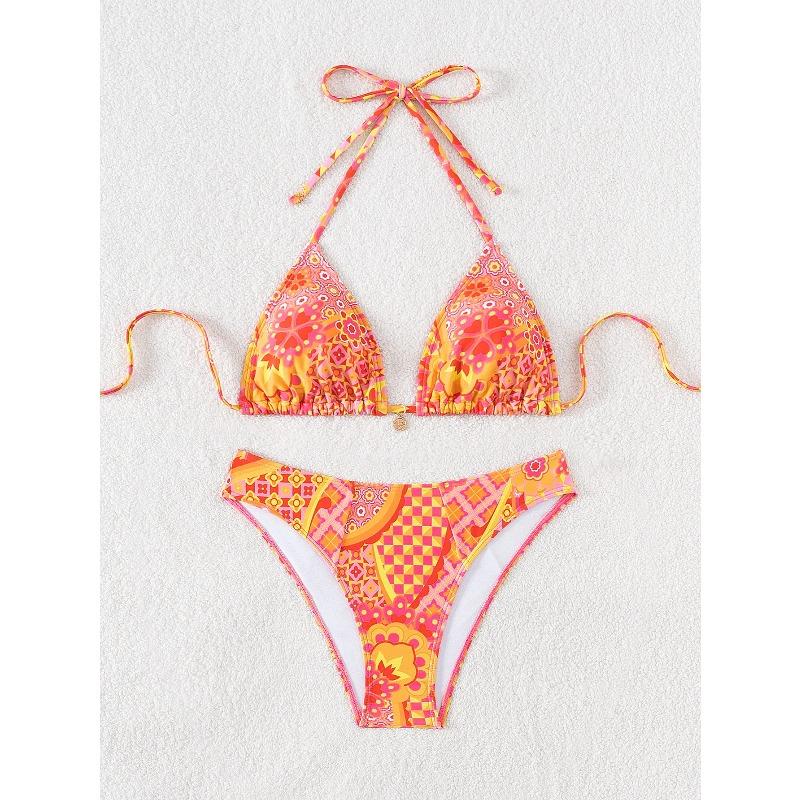 Women's Two Piece Bikini Set 2026 Sexy Triangle Push Up Swimsuit, Floral Print Bathing Suit Beach Swimwear