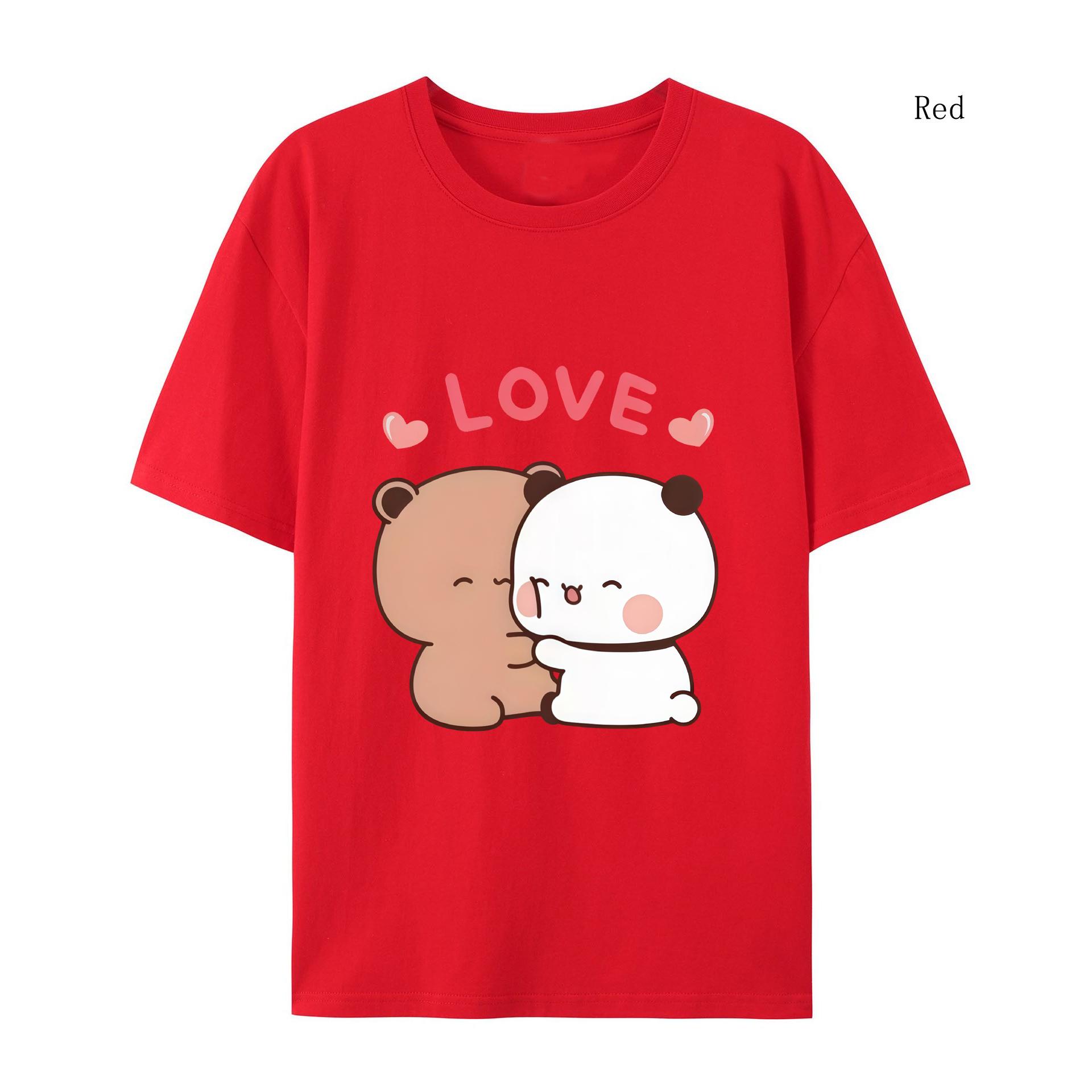 

Милая мультяшная женская футболка с изображением медведя панды Bubu Dudu Kawaii Clothing Женская парная футболка Футболка Harajuku S
