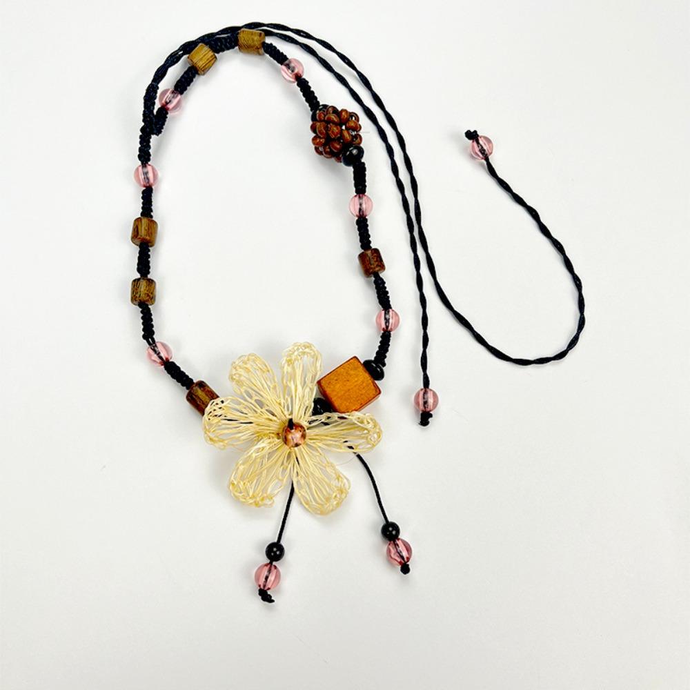 Ethnic Wooden Flower Necklace Vintage Star Pendant Necklace Trendy   Gift