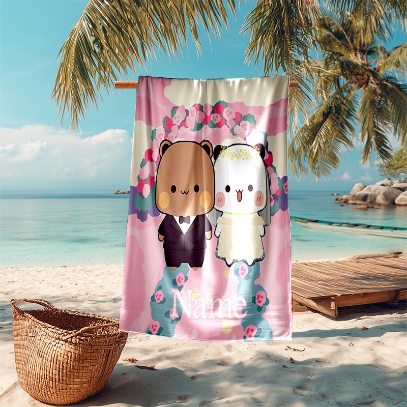 Personalized customized proof beach towel with Bubu Dudu  pattern - soft, absorbent, quick-drying, perfect swimming, camping&bathing