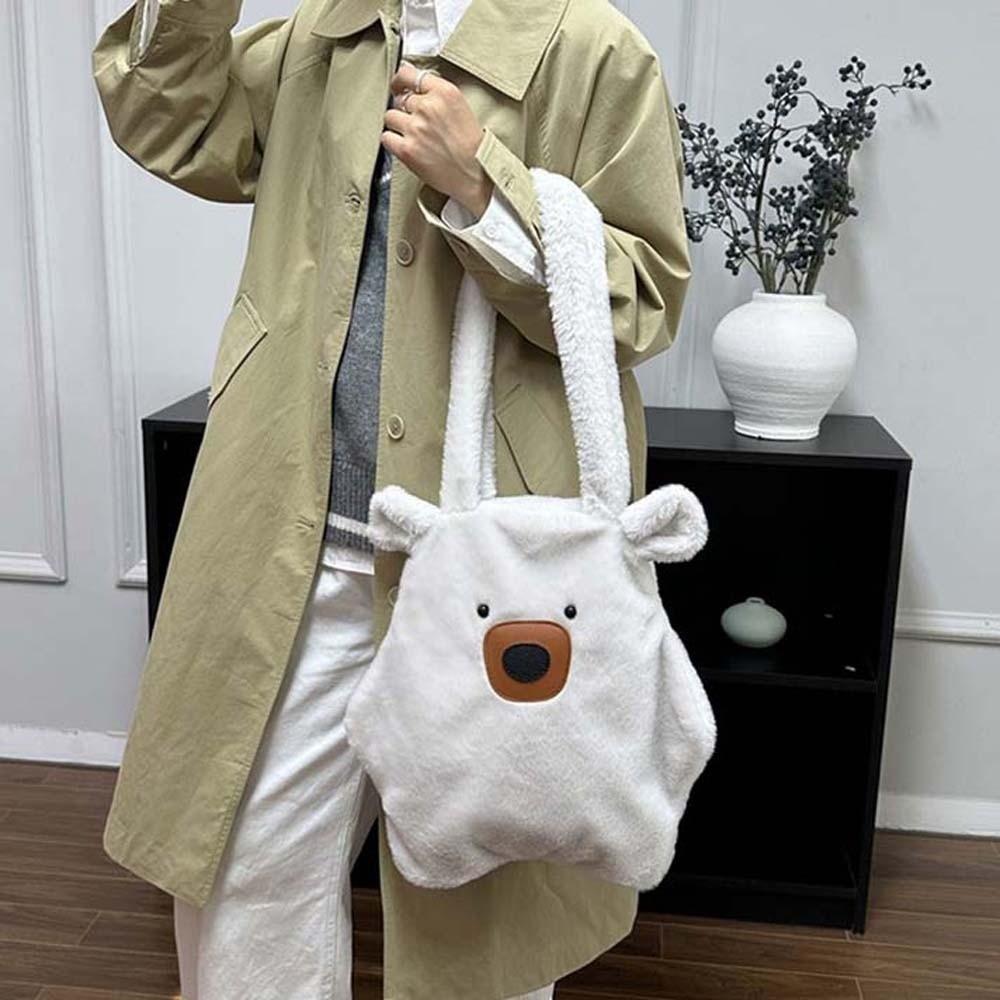 Solid Color Capybara Plush Bag Cute Cartoon Shoulder Pouch Soft Furry Bear Handbag Boys