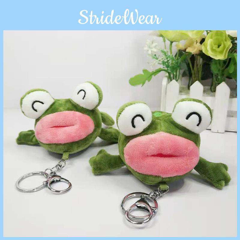 Fun And Charming Green Plush Frog Keychain Cartoon Toy Perfect For Gifts Girls
