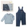 MIKI HOUSE HOT BISCUITS Overalls & Sweatshirt Gift Set (Boxed) for Boys and Girls, Baby Clothes, Baby Shower Gift, Storm Blue, 80cm, 74-9955-146
