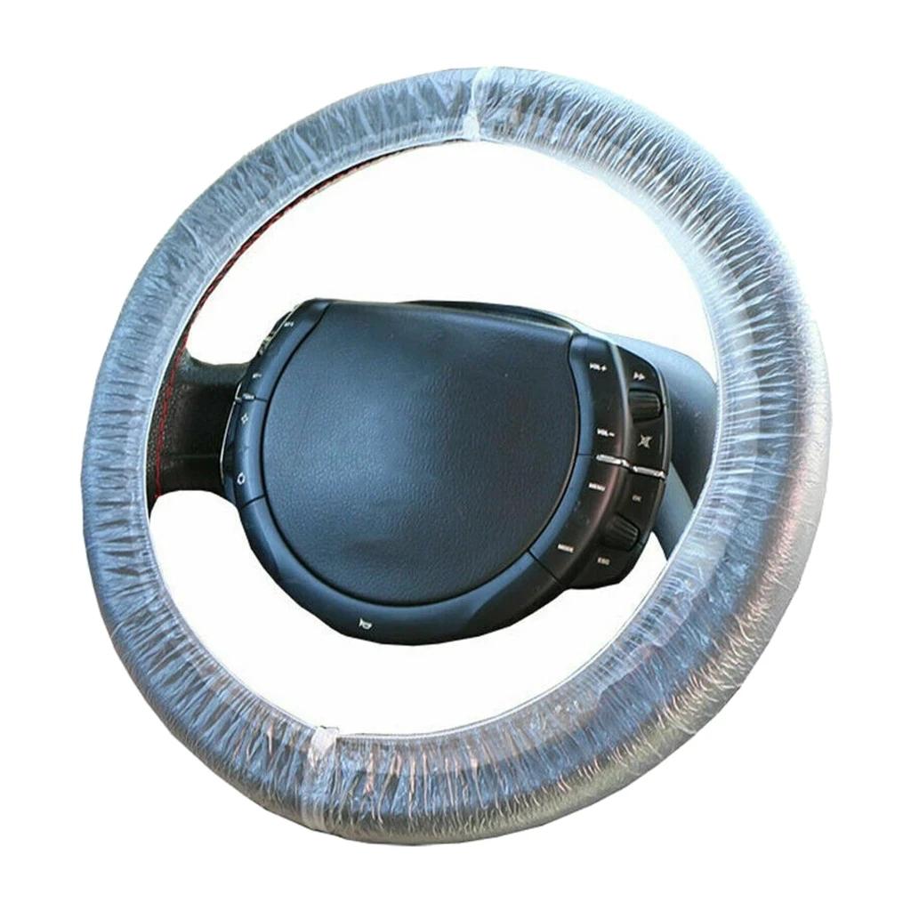 100Pcs Universal Disposable Steering Wheel Covers Elastic Plastic Anti-dust