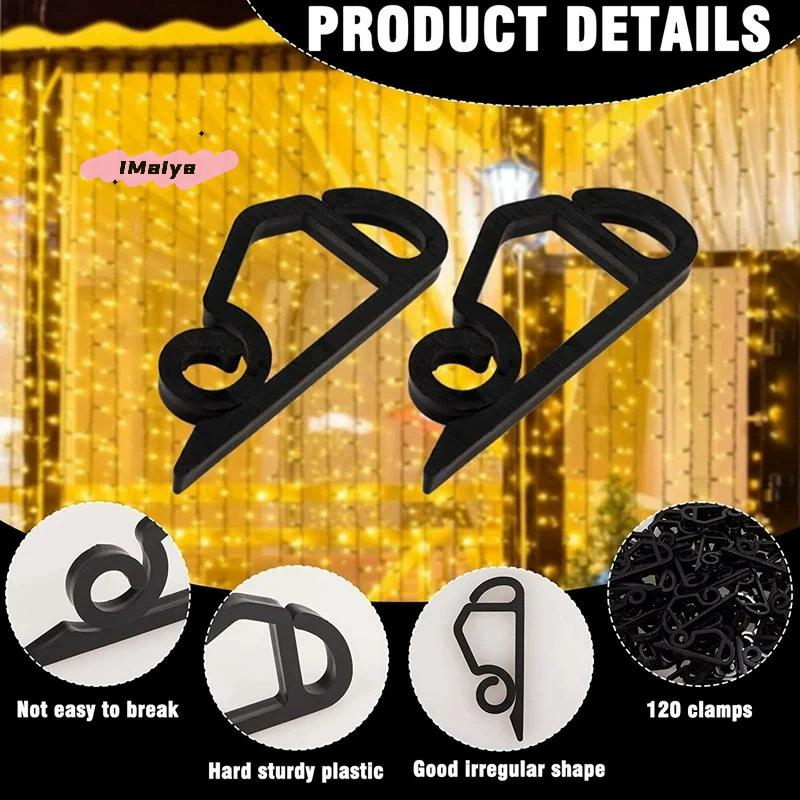 20/50Pcs Outdoor Gutter Hooks Christmas Light Clip Weatherproof Cable Wire Rope Holder for String Lights Holiday Decor