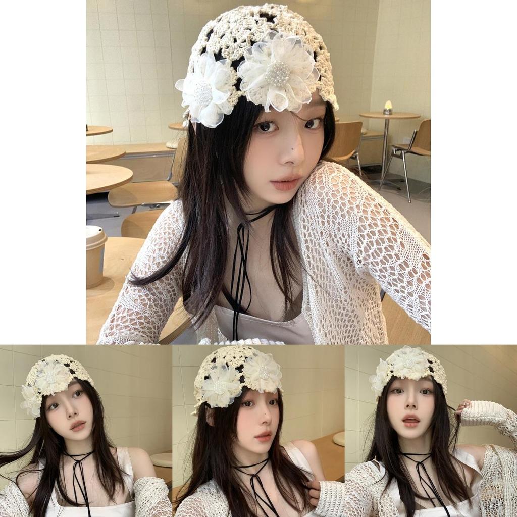 Stylish Japanese Handcrafted Crochet Beanie Spring And Summer Floral Hat For Women