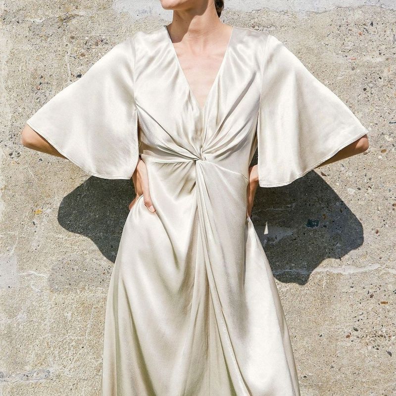 Western Style New Fashion Casual Loose Lace-up Waist Hugging Long sleeve V-neck Dress Slant Neck Dress