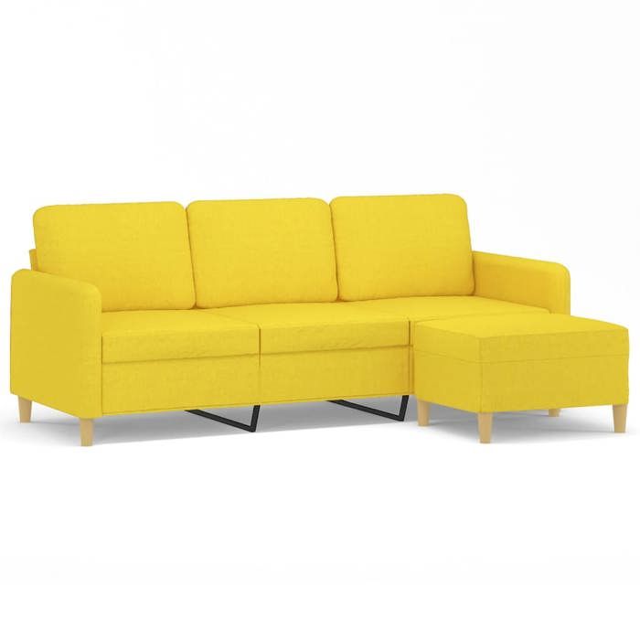 VidaXL 3-seater Sofa with Footrest Light Yellow 180 Cm Fabric 3201197