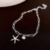 Copper Zircon Metal Shell Starfish Bracelet Sea Series Beach Hand Chain  Girls