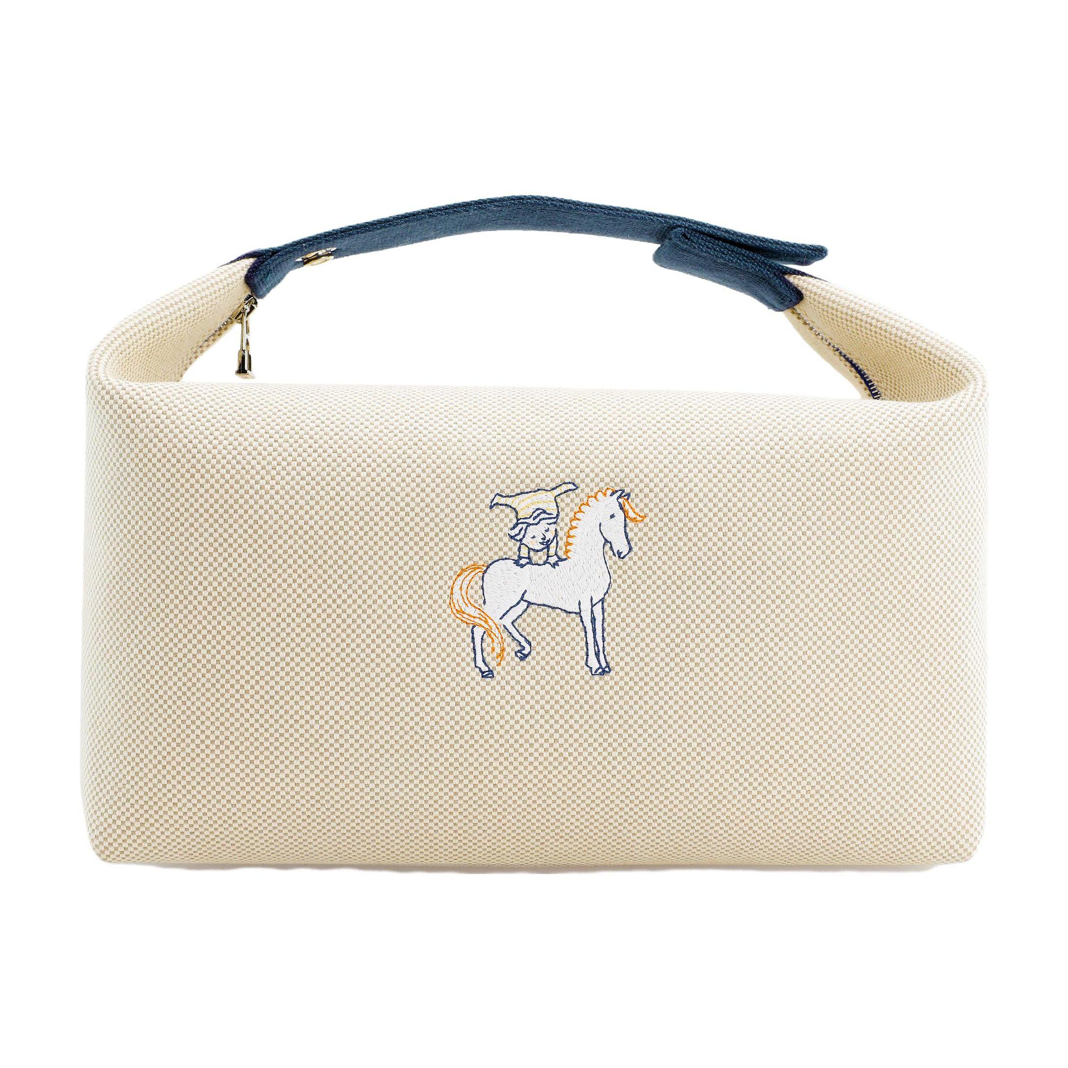 

Hermes Bride-A-Brac Cabriole Zipper Canvas Travel Storage Bag Unisex bags Pearl-Gray H103587M01 Large