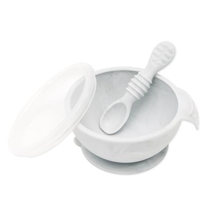 Bumkins Sticks To the Silicone Bowl Set with Suction Cups That Tip Over Japanese 4 Months Gray Marble (Bunkins) Skin! Won't [Official Product] FF-MRB