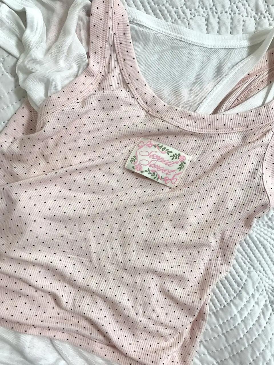 Sweat Sweet Dot Ribbon Sleeveless Top - Pink