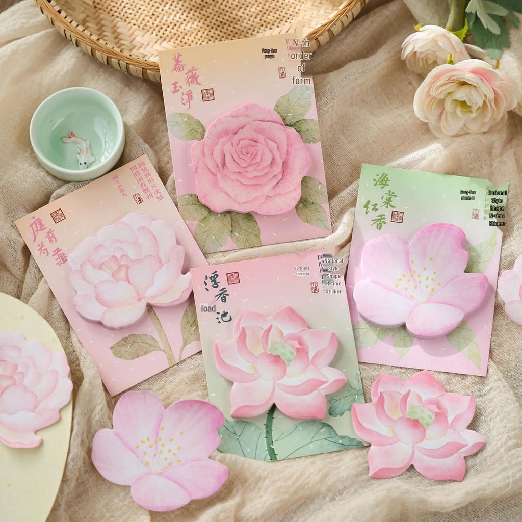Zaomou Floral Sticky Notes: Opposite Sex Fragrant Series, Chinese Style, High Appearance Value for DIY Planners & Message Stickers
