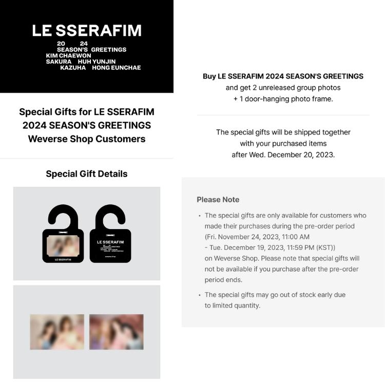 Select POB 2024 LE SSERAFIM Seasons Greetings