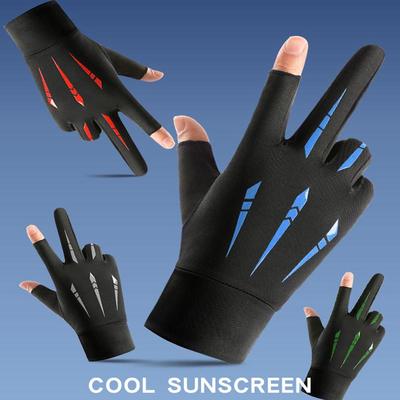 Men's Gloves Ice Silk Thin Breathable Riding Gloves Half Finger Wear-resistant Driving Gloves