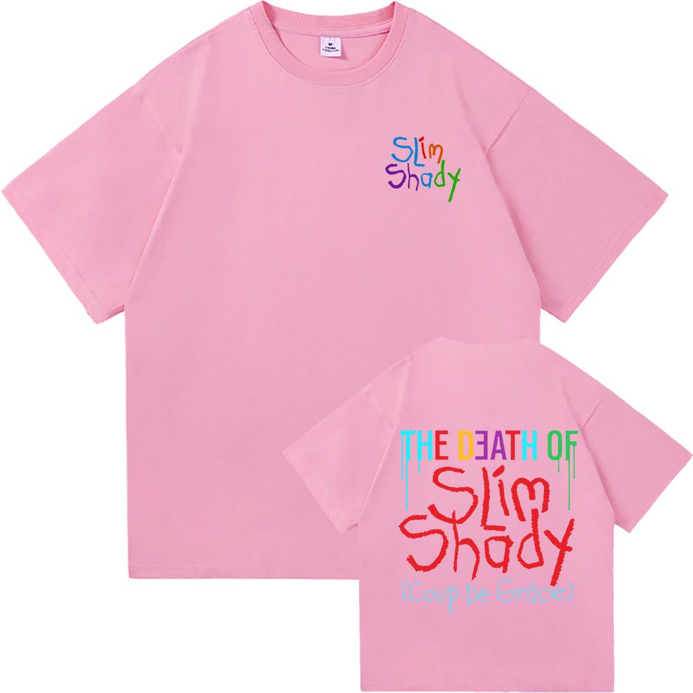 Eminem The Death of Slim Shady T Shirt New Fashion Men Hip Hop Letter Print T-Shirt Unisex High Quality Retro Cotton Tees Shirts