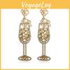 Elegant Long Geometric Dangle Earrings With Gold Metal And Rhinestones For Women