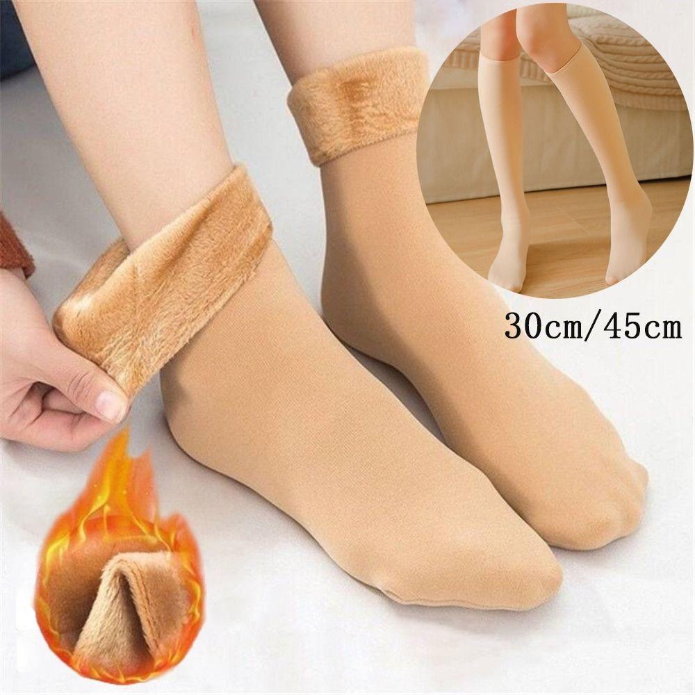Thickened Home Floor Socks Velvet-lined Women's Hosiery Leg Warmers Mid Tube Socks Free Size