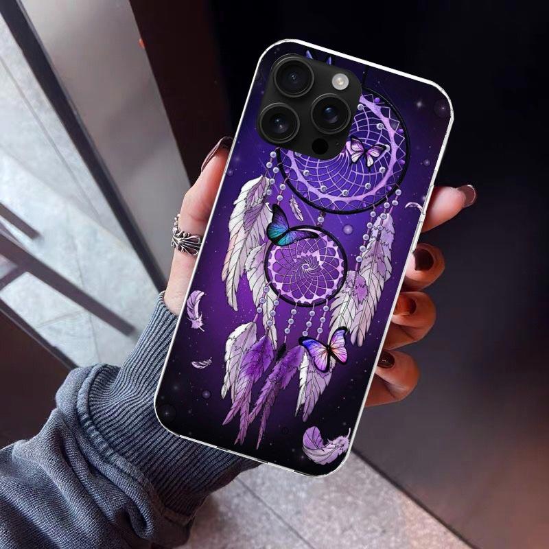 

Retro Feather Dreamcatcher Phone Case For iPhone 17 Air 16 15 Pro Max 14 Plus 13 Mini 12 11 Cover 7 8 SE Silicone Shell Print Fu iPhone 14 Pro Max