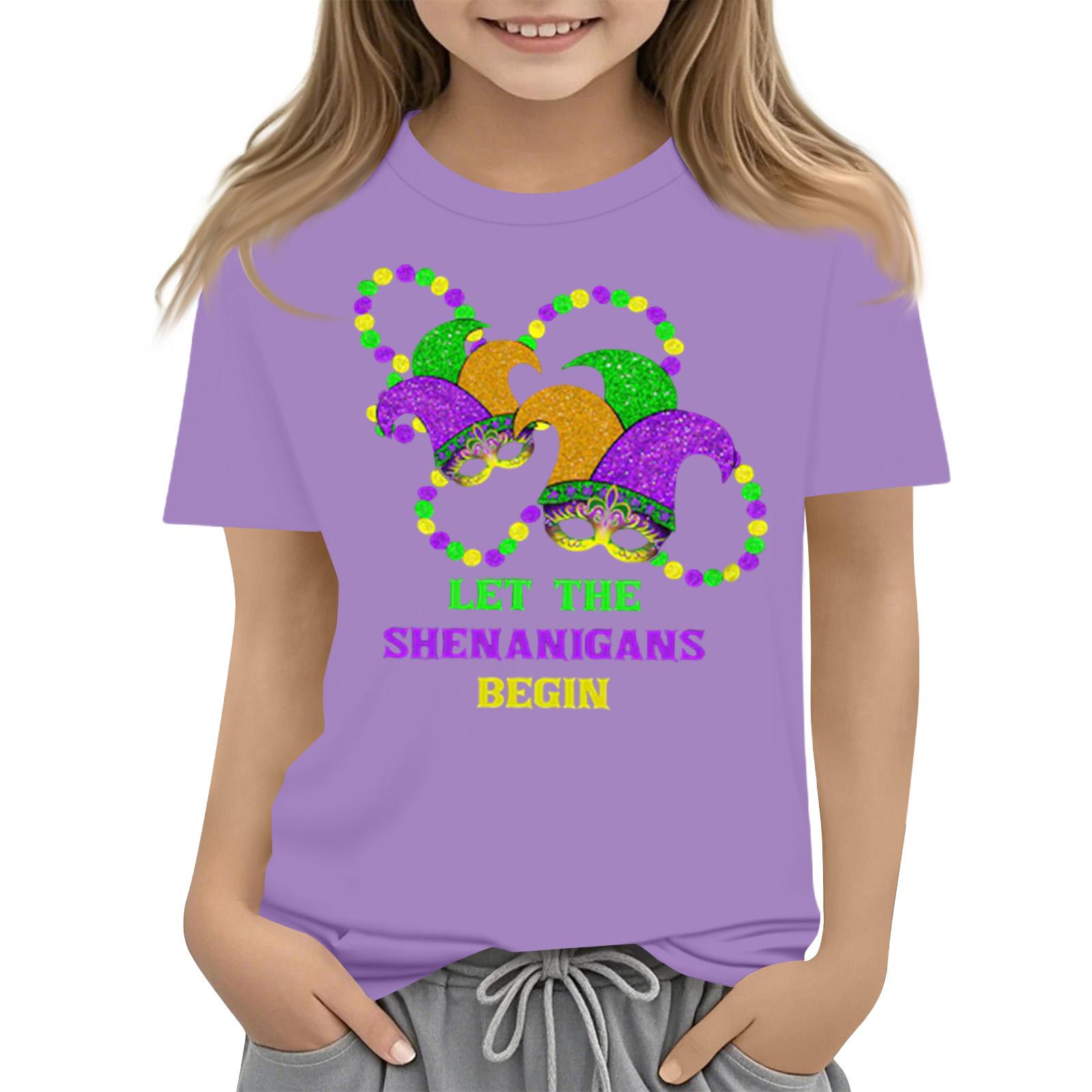 

Children s Casual Carnival Print T-shirt, Round Neck Pullover Short-sleeve Top 160