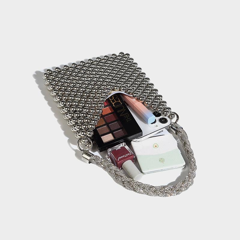 European and American Fashion Phone Bag Design Sense Beaded Bag for Women 2024 New Trendy Chain Crossbody Small Bag Niche Mini