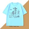 Vintage UFO Western TShirt Cotton Retro Short Sleeve Tshirt Cowboy Wild West Dog Mom T Shirt Casual Round Neck Loose Tees Top