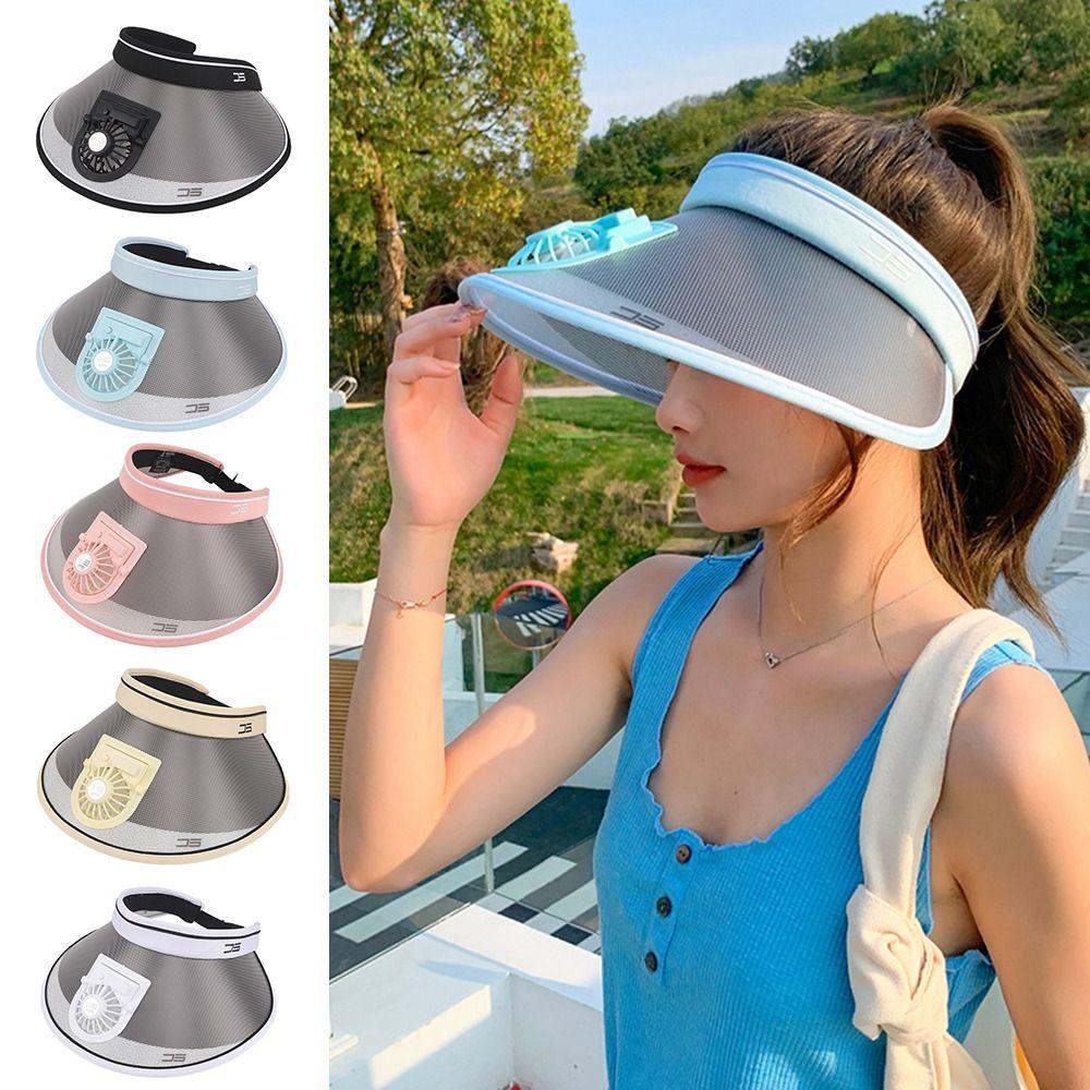 UV Protection Sun Visor Hat Empty Roof Peaked Cap New Cooling Fan Hat  Men Women