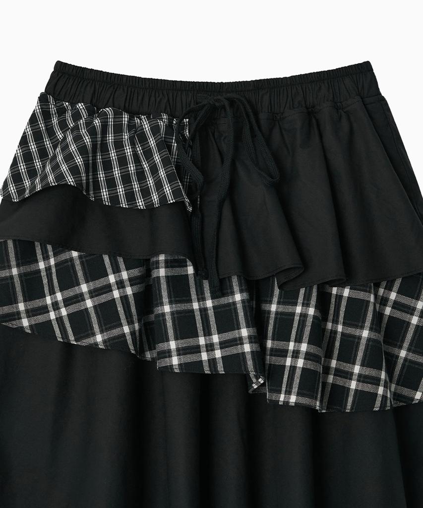 Ohesio Cancan Layered Skirt, Black Check