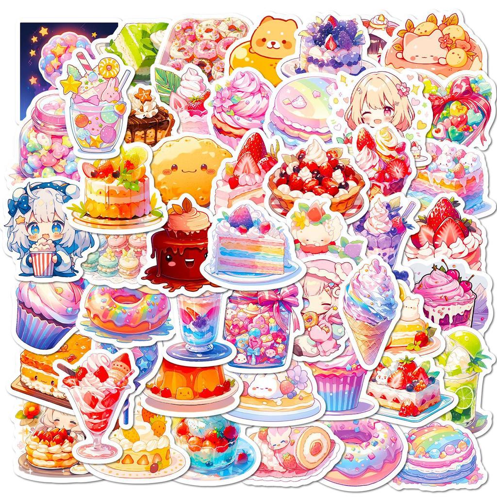50 Cute Dessert Stickers Cartoon Cute Naughty Food Dessert Milk Tea Baked Ice Cream