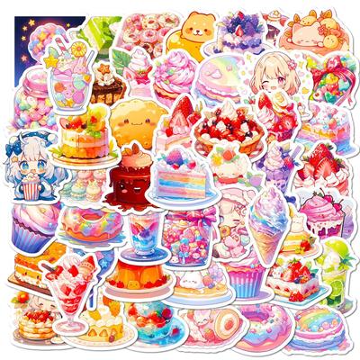 50 Cute Dessert Stickers Cartoon Cute Naughty Gourmet Dessert Milk Tea Baked Ice Cream