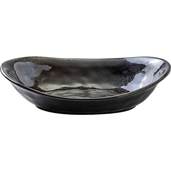 Marusankondo Mino Ware fave 240 Deep Plate Black Crystal