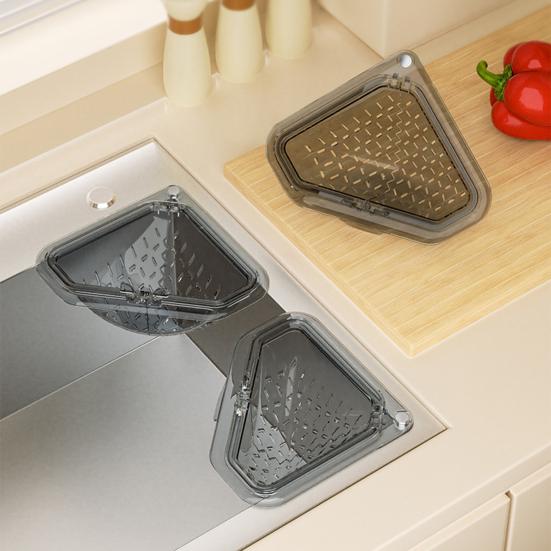 Magnetic Triangle Drain Basket Sink Corner Strainer Kitchen Sink Strainer Basket Waste Catcher for Food Scraps Fruits Vegetables