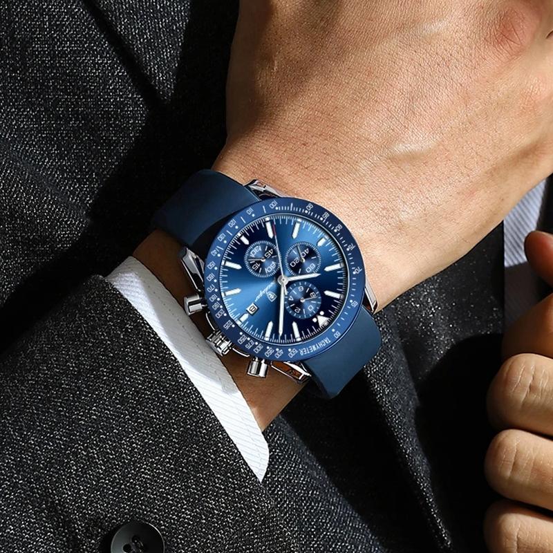 POEDAGAR Męski zegarek sportowy z chronografem silikonowym kwarcowym zegarkiem Top Brand Luxury wodoodporny zegarek męski z datownikiem świecącym